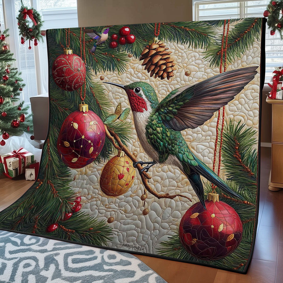 Christmas Hummingbird WY2111029CL Quilt