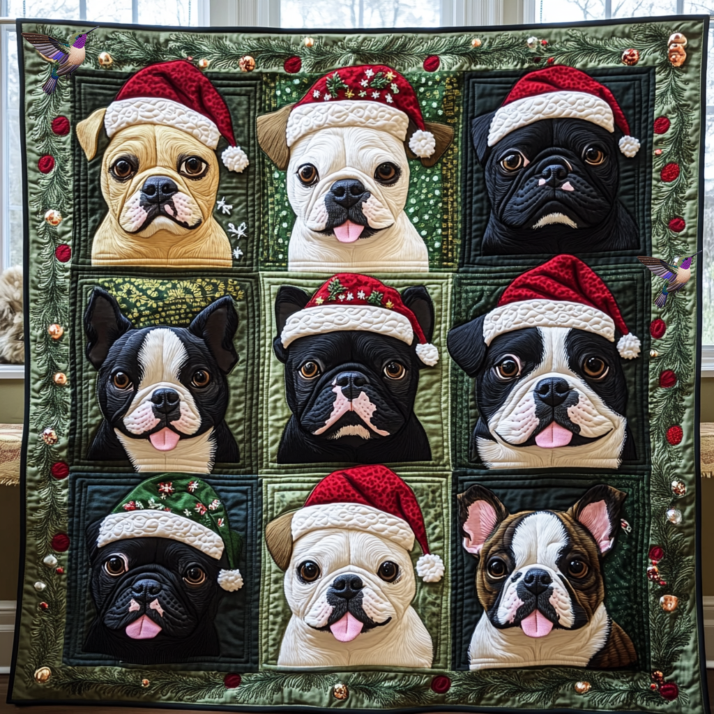 Cute Boston Terrier Christmas XR0412002CL Quilt