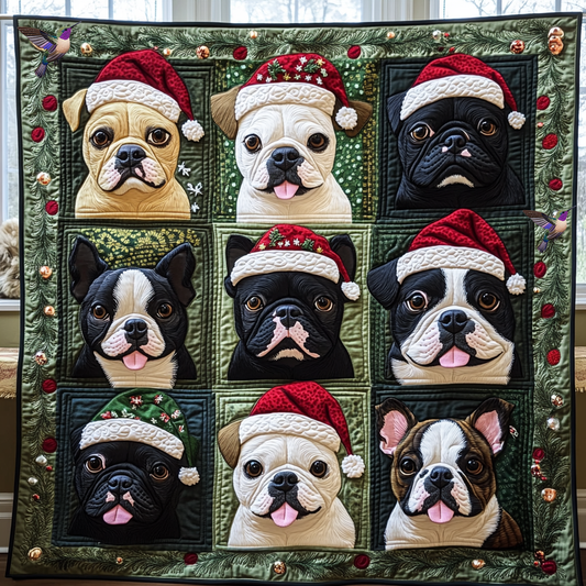 Cute Boston Terrier Christmas XR0412002CL Quilt