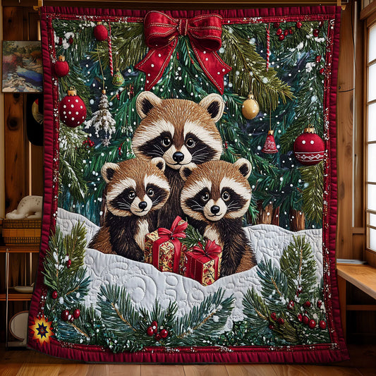 Christmas Of Raccoon Family WY2911021CL Quilt