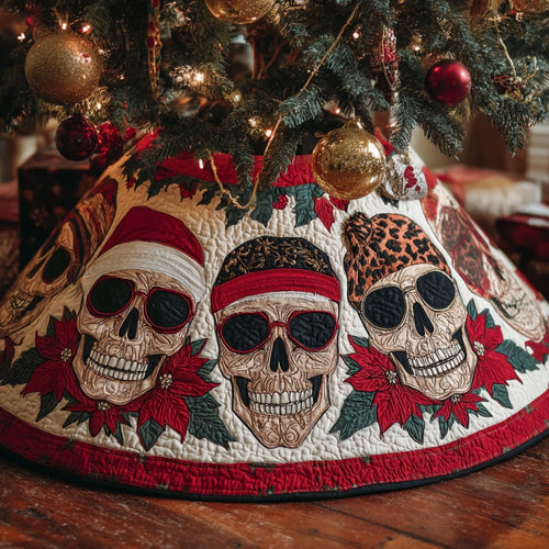 Christmas Skull XR1010007CL Quilted Christmas Tree Skirt