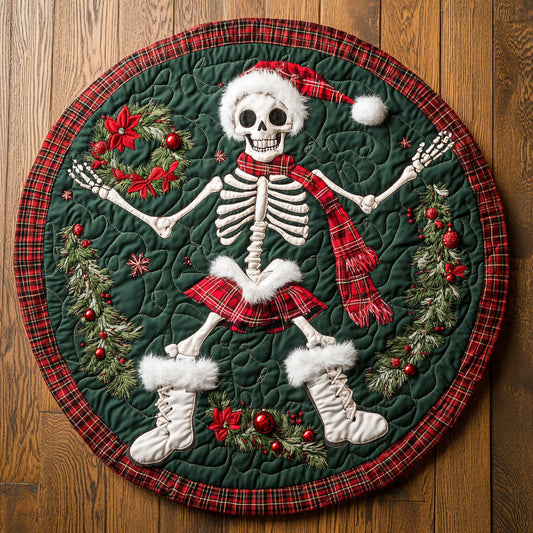 Skeleton Holiday Hustle WN1107057CL Quilted Round Mat