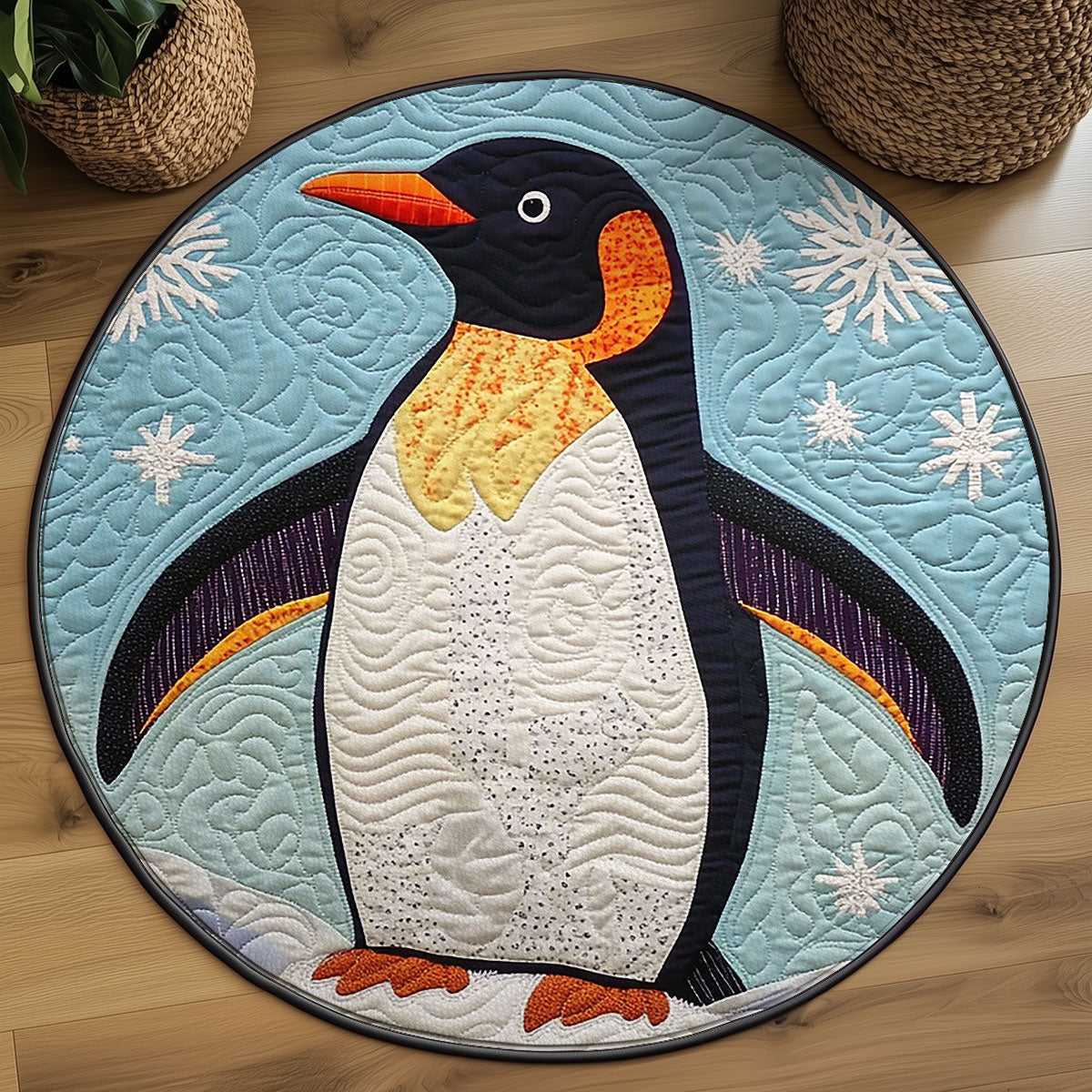 Penguin Peek WJ2607043CL Quilted Round Mat