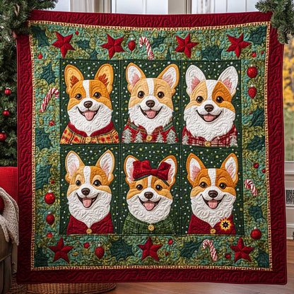 Happy Corgi Christmas WP1811001CL Quilt