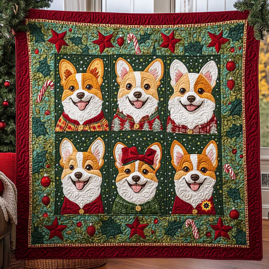 Happy Corgi Christmas WP1811001CL Quilt