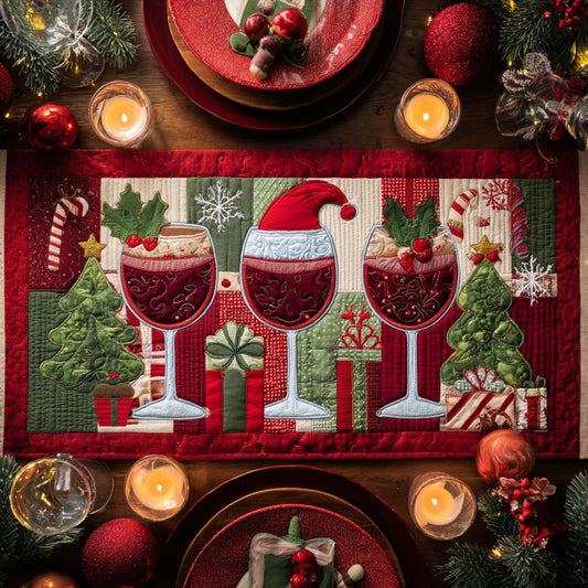 Christmas Red Wine XR0910065CL Quilted Table Runner