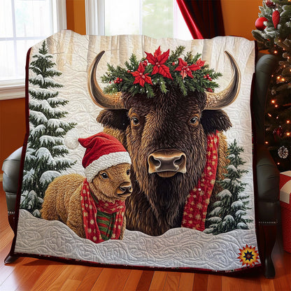 Christmas Bison Family WY2611034CL Quilt