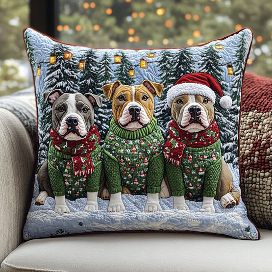 Pit Bull Christmas WT1403055CL Quilt Pillow Case