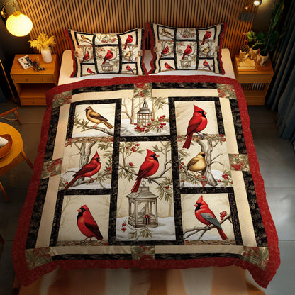 Snowy Red Cardinal WN2102070CL Duvet Cover Set