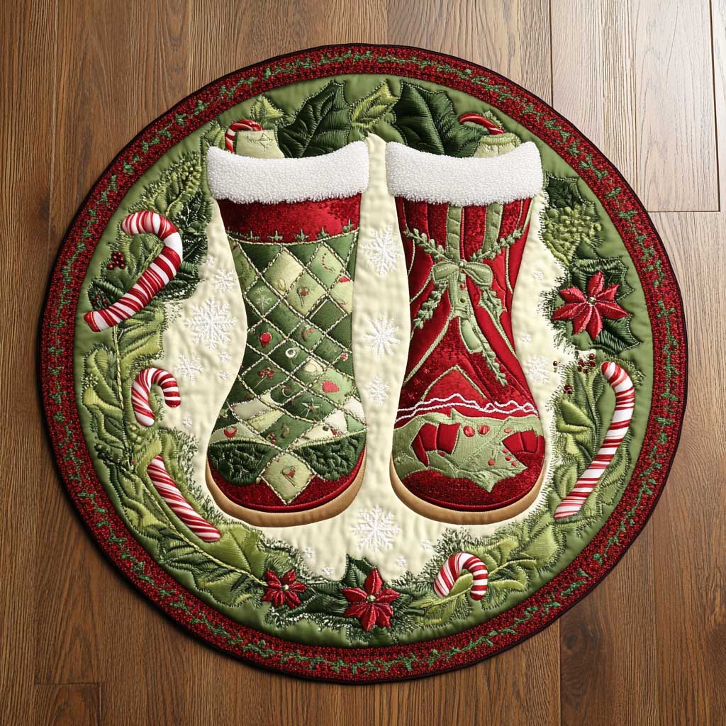 Elf Boots Parade WN2205042CL Quilted Round Mat