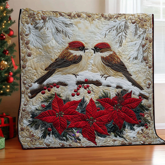 Poinsettia Couple Bird WY2611035CL Quilt