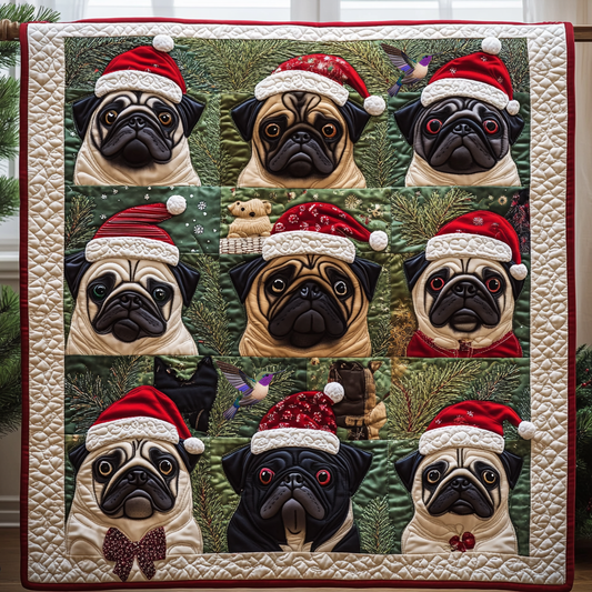 Christmas Pug Santa XR0212013CL Quilt