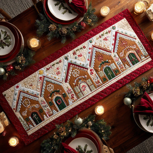 Gingerbread House XR0910020CL Quilted Table Runner