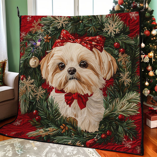 Christmas Wreath Shih Tzu WY1911093CL Quilt
