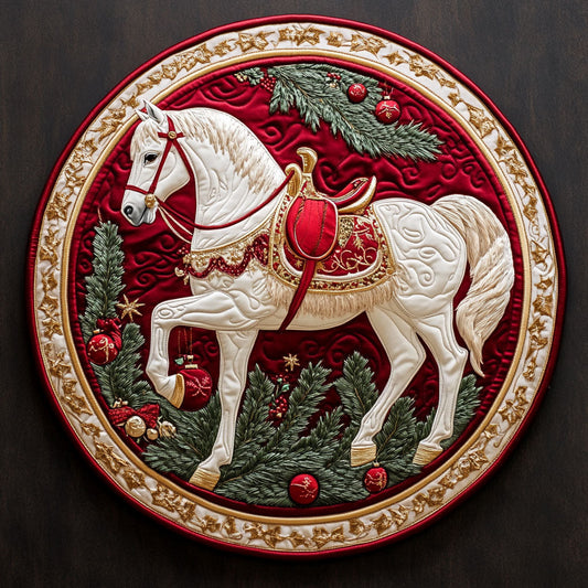 Cozy Horse Christmas WN1007002CL Quilted Round Mat
