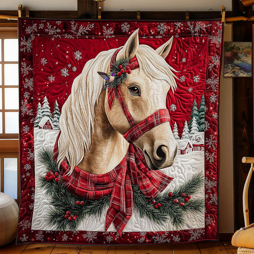 Christmas White Horse WY0512015CL Quilt