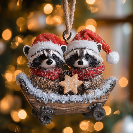 Holiday Raccoon Ride LT2110005CL Christmas Ornament