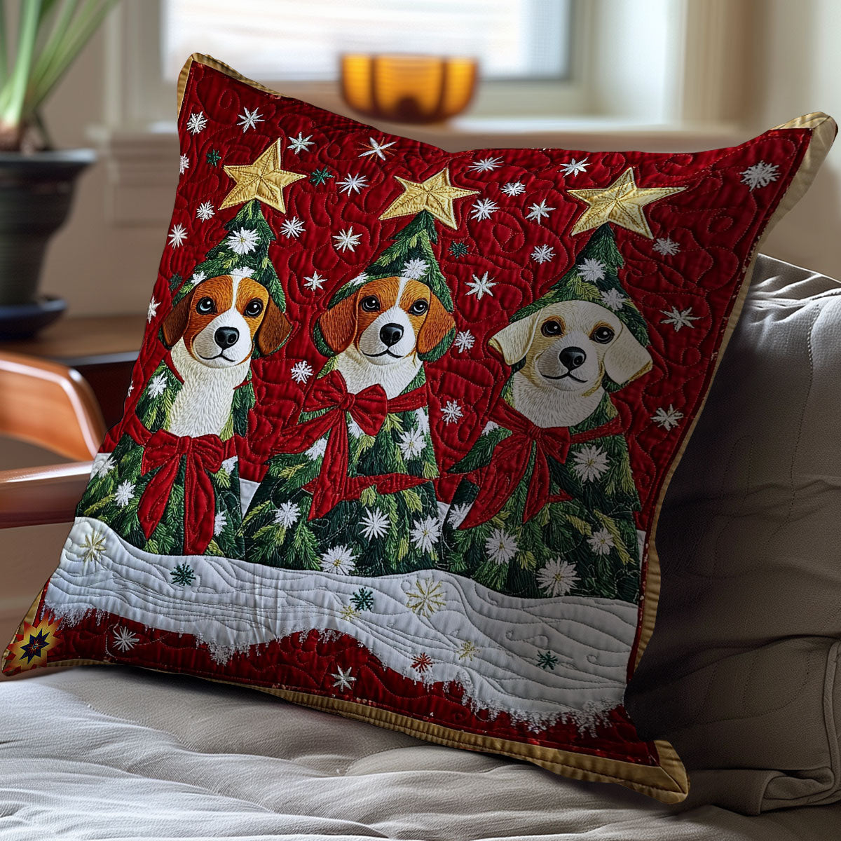 Dog Christmas Tree WY2911054CL Quilt Pillow Case