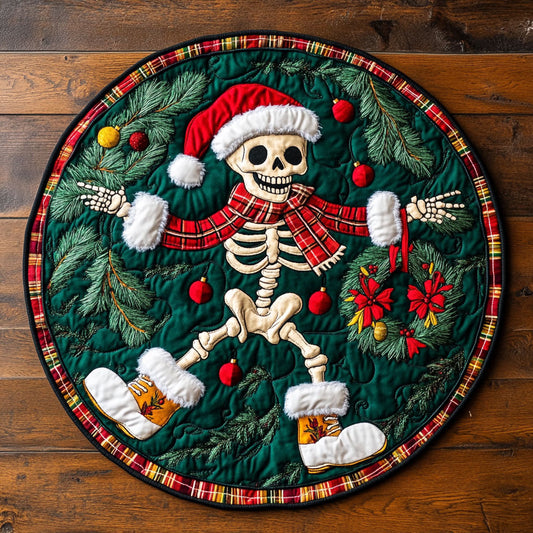 Skeleton Snow Jingle WN1107062CL Quilted Round Mat