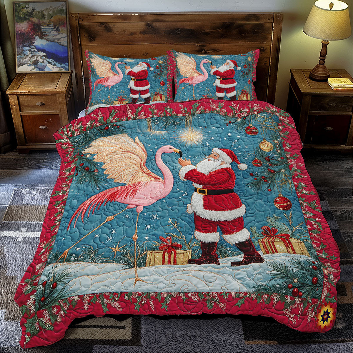 Flamingo And Santa Claus WY1812049CL Duvet Cover Set