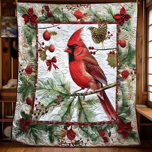 Snowy Cardinal Christmas Throw WN1008074CL Quilt