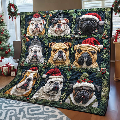 Bulldog Holiday Woof XR1308043CL Quilt