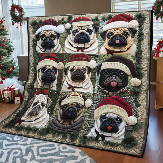 Christmas Canine Pugs XR1308006CL Quilt