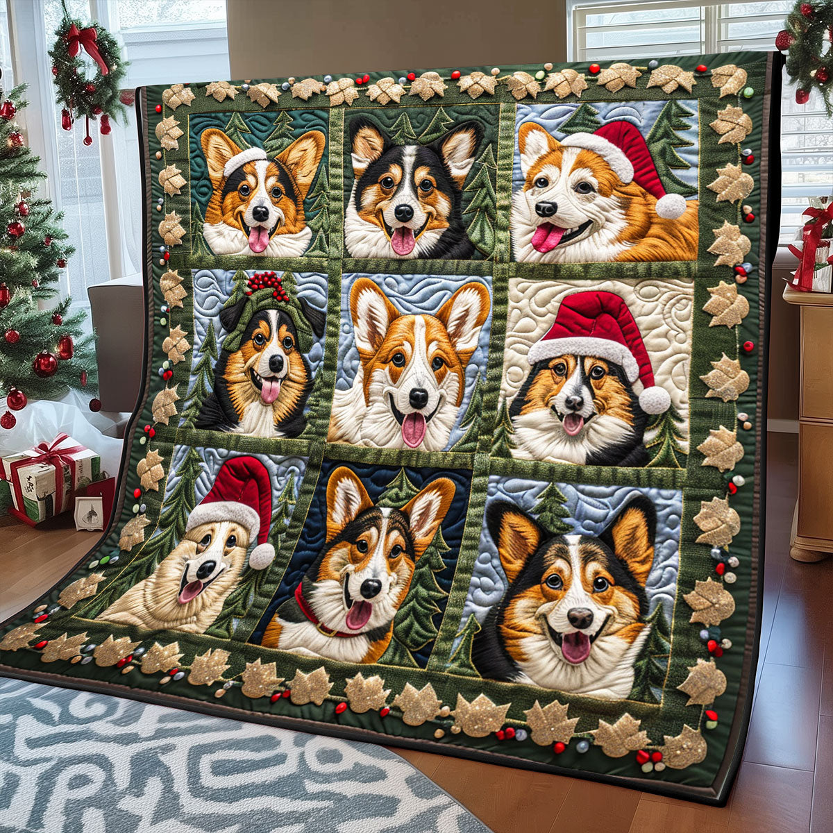 Holiday Woof Corgi XR1308031CL Quilt
