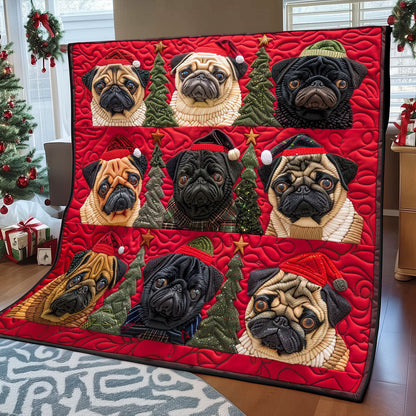 Pug Festive Furry Friends XR1308011CL Quilt