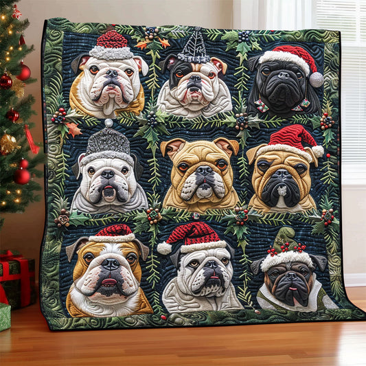 Bulldog Holiday Woof XR1308043CL Quilt