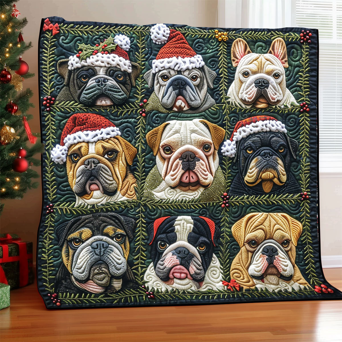 Bulldogs Love Christmas XR1308041CL Quilt