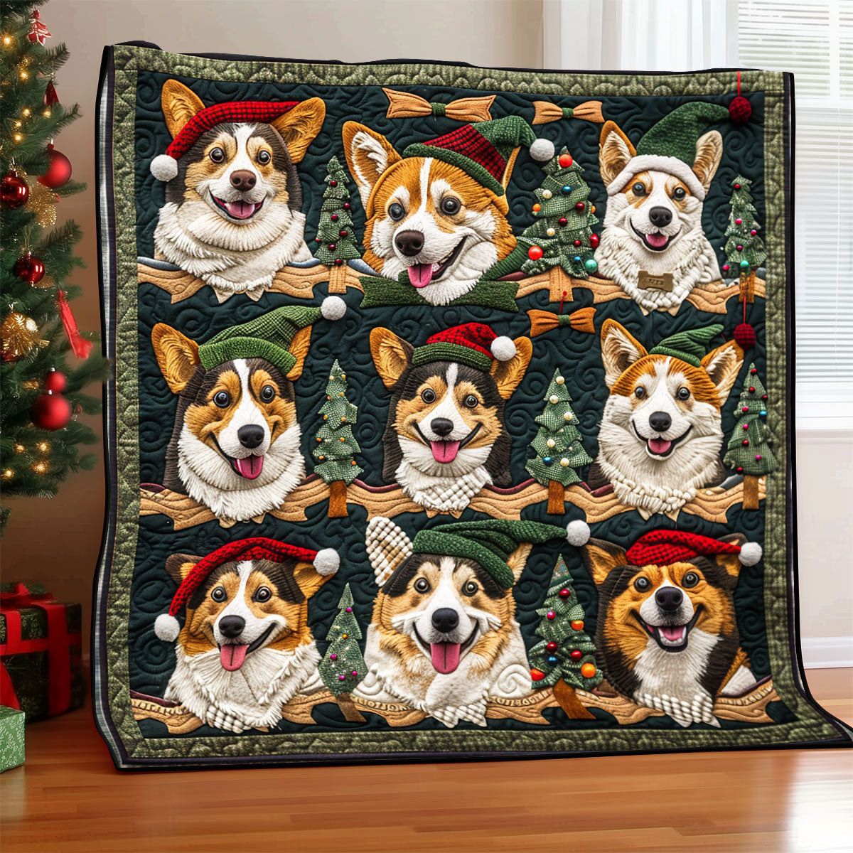 Corgi Christmas Elf XR1308032CL Quilt
