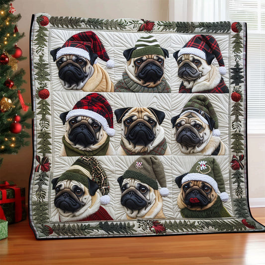 Jolly Pugs Christmas XR1308004CL Quilt