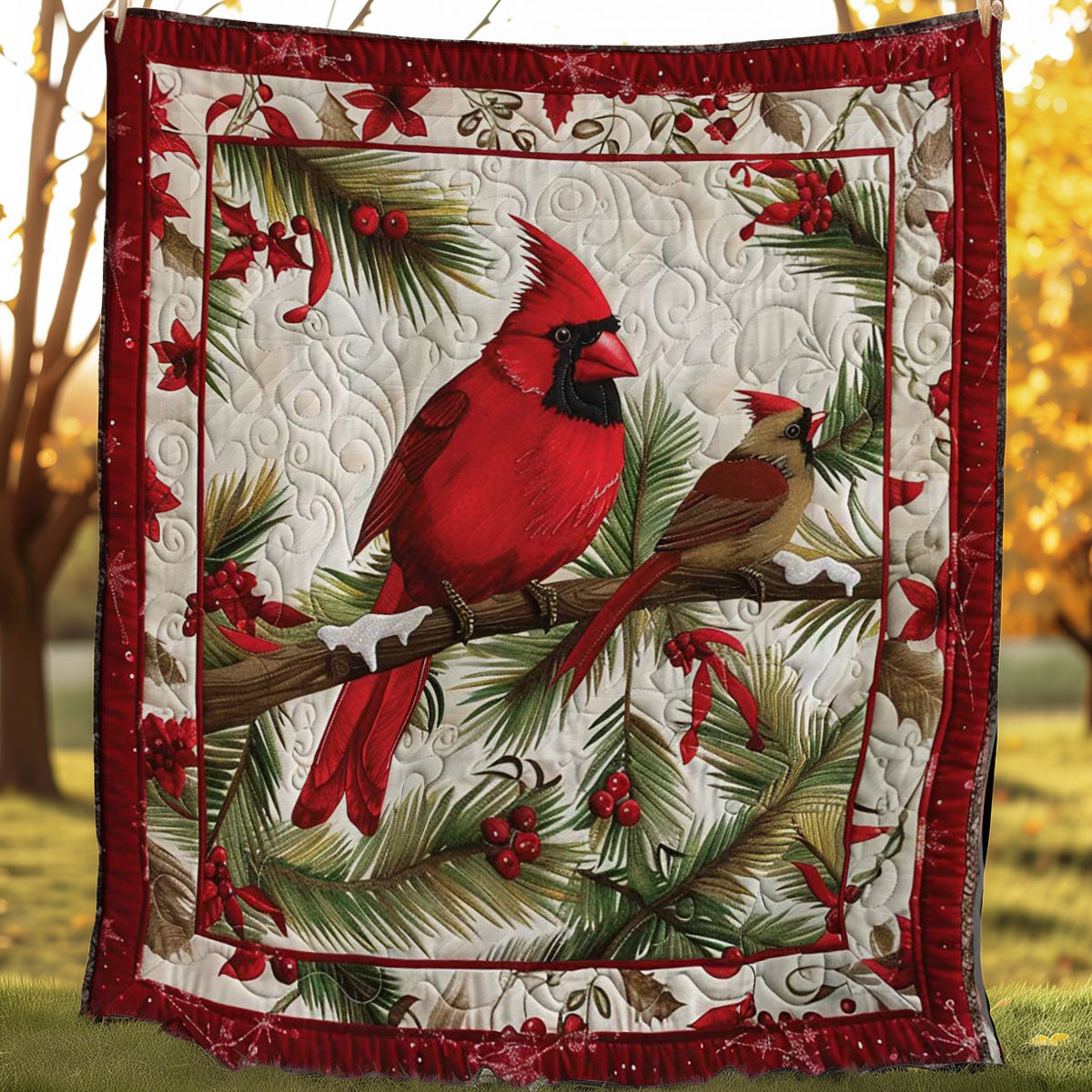 Red Cardinal Festivities WN1008077CL Quilt