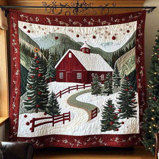 Red Barns Christmas WP2211054CL Quilt