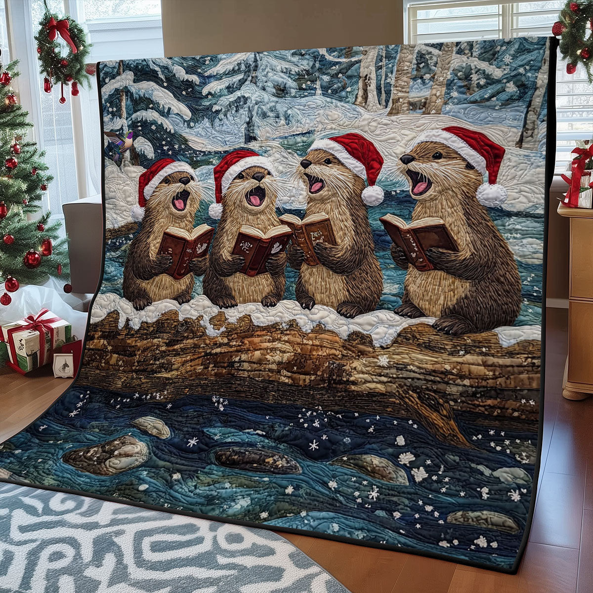 Singing Christmas Otters WY2311071CL Quilt
