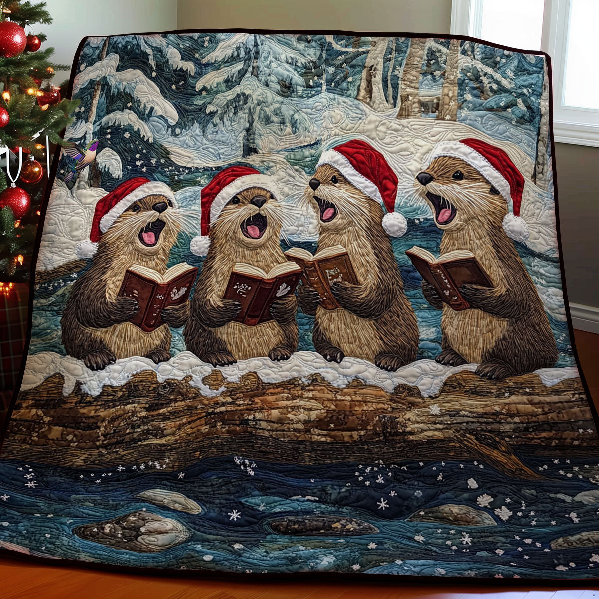 Singing Christmas Otters WY2311071CL Quilt