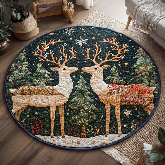 Christmas Deer WJ2907046CL Quilted Round Mat