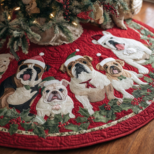 Christmas Bulldogs XR1010024CL Quilted Christmas Tree Skirt
