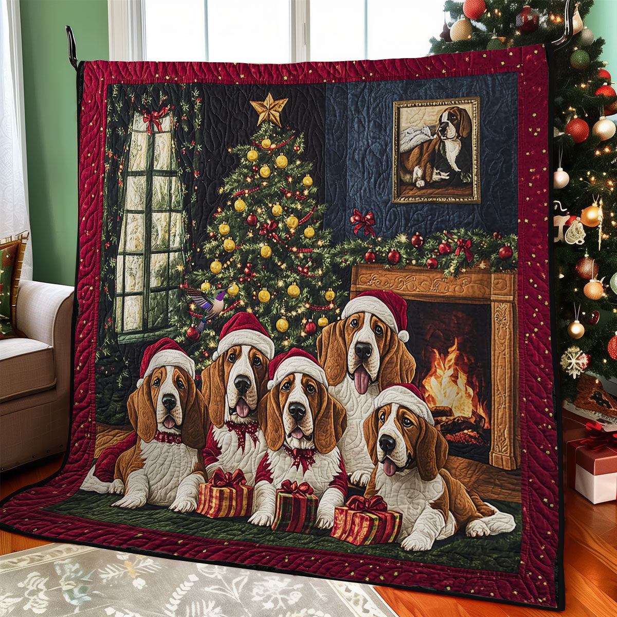 Christmas Dog Family WY0212005CL Quilt