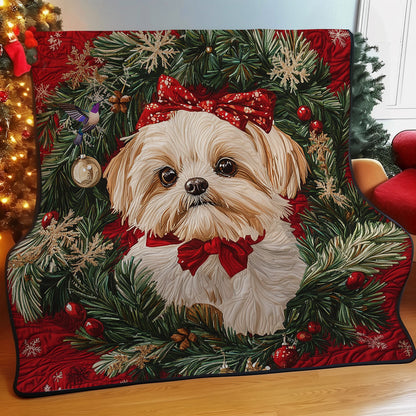 Christmas Wreath Shih Tzu WY1911093CL Quilt