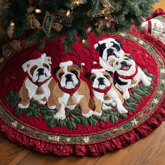 Merry Bulldogs XR1010025CL Quilted Christmas Tree Skirt