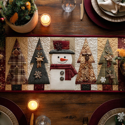 Adorable Snowman XR0410027CL Quilted Table Runner