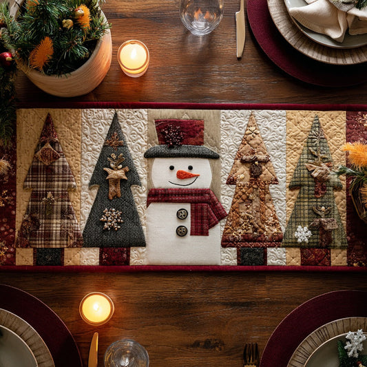 Adorable Snowman XR0410027CL Quilted Table Runner