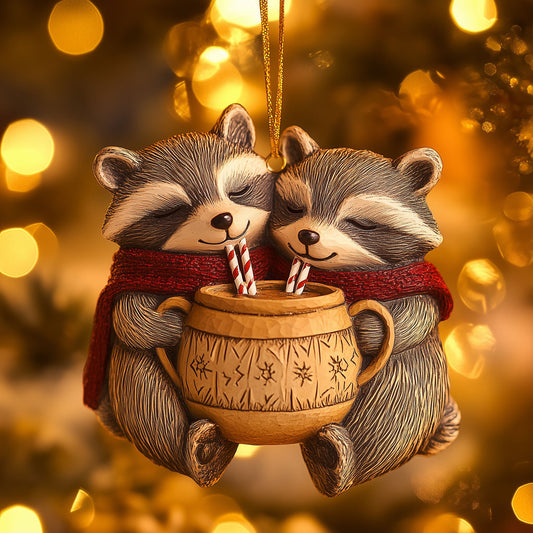 Cozy Cocoa Raccoons LT2110003CL Christmas Ornament
