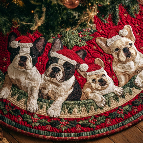 French Bulldogs Love Christmas XR1010022CL Quilted Christmas Tree Skirt