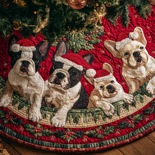French Bulldogs Love Christmas XR1010022CL Quilted Christmas Tree Skirt