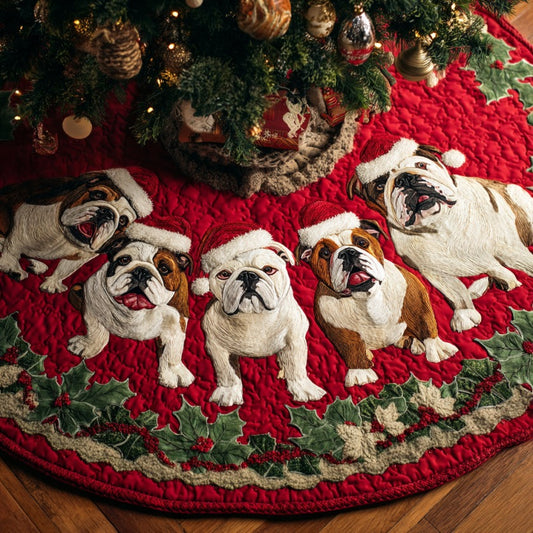 Bulldogs Love Christmas XR1010034CL Quilted Christmas Tree Skirt