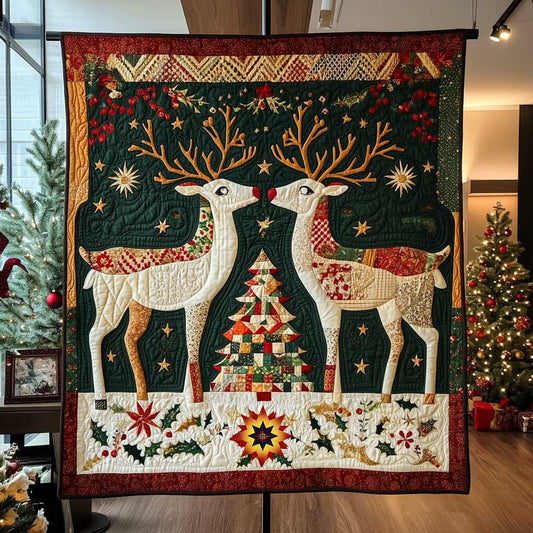 Artists Reindeer Patchwork WP1511029CL Quilt
