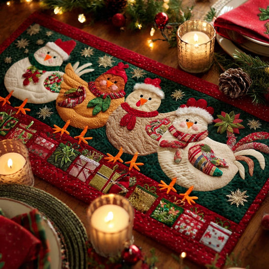Cute Chickens XR0910069CL Quilted Table Runner
